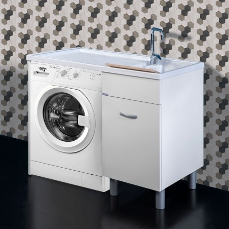 Mobile  Coprilavatrice 106 x 60 x 90 lavatoio bianco opaco - 1