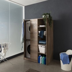 UNIKA - Composizione lavanderia  70 + 40 (110 Cm) con colonna portalavatrice/asciugatrice e colonna con ripiani a giorno - 2