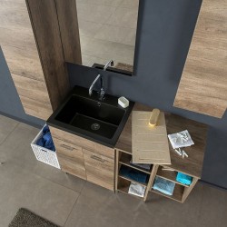 UNIKA - Composizione lavanderia cm 160 con lavabo mod. SABBIA nero - 1