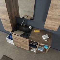 UNIKA - Composizione lavanderia cm 160 con lavabo mod. SABBIA nero - 3