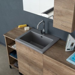 UNIKA - Composizione lavanderia 160 con lavabo modello SABBIA grigio - 1