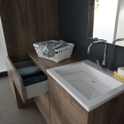 UNIKA - Composizione lavanderia cm 200 con colonna portalavatrice/asciugaatrice e mobile sospeso con lavabo ZEUS - 3