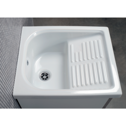 Mobile con lavatoio 45X50 con vasca in ceramica Strofinatoio Incorporato - 2