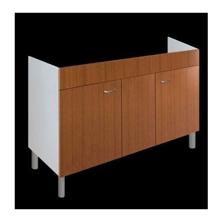 Mobile sottolavello 120x50 2 ante Teak per lavello inox - 1