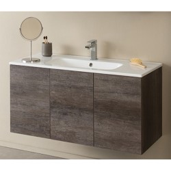 Mobile sospeso 90X46 ,con ante e lavabo in ceramica - 1