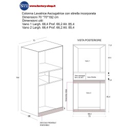 Colonna inserimento lavatrice asciugatrice  con asse da stiro estraibile integrata ante chiuse - 3