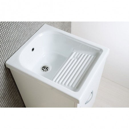 Mobile lavatoio 45x50 Bianco con vasca in ceramica - 3