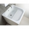Mobile lavatoio 60x60 bianco opaco, completo di vasca in ceramica - 2