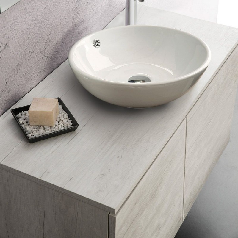 Mobile sospeso 60X46 , per lavabo d'appoggio tondo - 1