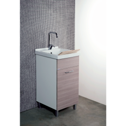 Mobile lavatoio 45x50 con vasca in ceramica e tavola in legno anta colorata - 1