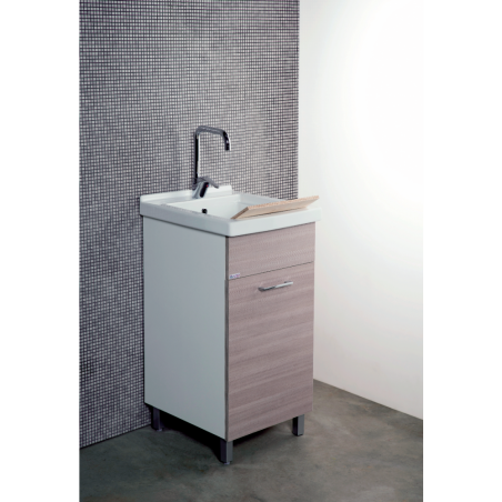 Mobile lavatoio 45x50 con vasca in ceramica e tavola in legno anta colorata - 1