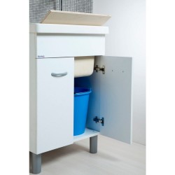 Mobile Lavatoio 60x50 con vasca in ceramica e tavola in legno colore bianco opaco - 1