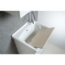 Mobile Lavatoio 60x50 con vasca in ceramica e tavola in legno colore bianco opaco - 2