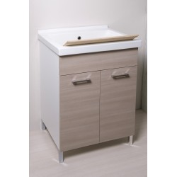 Mobile lavatoio 60x50   con vasca in ceramica  tavola in legno ,ante colorate,. - 12