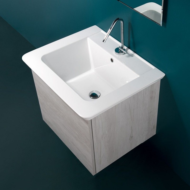 Mobile sospeso 60X50  con cassetto e lavabo in ceramica - 3