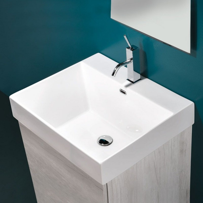 Mobile sospeso 70X50 con cassetto e lavabo in ceramica - 1