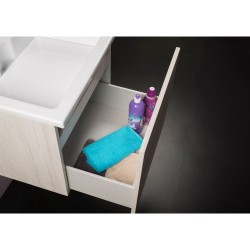 Mobile bagno sospeso con top in cristallo con lavabo incassato doppia funzione , base per inserimento lavatrice - 2