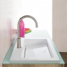 Mobile bagno sospeso con top in cristallo con lavabo incassato doppia funzione , base per inserimento lavatrice - 3